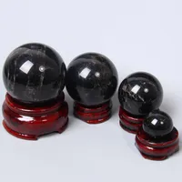 Original Svart 100% Naturlig Obsidian Smooth Polished äkta svart meditation Healing Divination Sphere Obsidian Crystal Ball