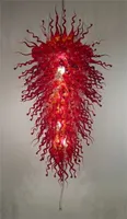 High Quality Luxury Red Glass Pendant Lamps Wedding Table Top Centerpieces Dale Chihuly Style Hand Blown Glass Chandelier Crystals