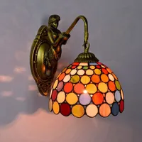 Европейская ретро одиночная головка настенный светильник Tiffany витраж из гостиной столовая спальня бар проход красочные балконные стены фонари TF011