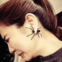 Groothandel spider oor oorknopjes halloween decoratie 3d griezelig zwart voor haloween partij diy decoratie woondecoratie drop schip