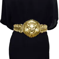Золотые ремни талии мода женский металл широкий пояс женский бренд дизайнер дамы упругий ремень для платья