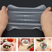 4pcs / set réutilisable en silicone Wraps alimentaires stretch silicone Couvercles frais silicone Film Cling Seal Cover outil de cuisine