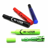 Hi Liter Marker Pen Pipes Metal Spoon Herbal Tobacco Cigarette Pipe Sneak A Toke Click N Vape 4.9inch 4 Colors Smoking Tools