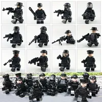 12 PCS Lote Militar Forças Especiais Táticas Táticas Polícia de Assalto Polícia Swat Mini Figura de Ação com Armas Building Blocks Brinquedo para Crianças