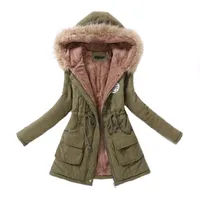 Kvinnor Parka Casual Outwear Höst Vinter Militär Hooded Coat Winter Jacket Kvinnor Fur Coats Kvinnors Vinter Jackor och Jacker