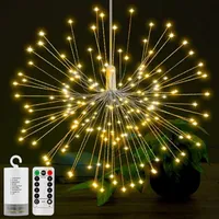 DIY Hängande Starburst-strängljus 120 180 200 LED-lampor Fyrverkljus med fjärranslutna Jul Utomhus Vattentäta Twinkle Fairy Lights