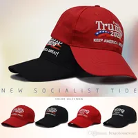 US stock! 4 Стили Вышивка Хлопок Регулируемая Дышащая шляпа Трамп 2020 Хранить Америку Большая бейсбольная кепка Открытый Трамп Унисекс