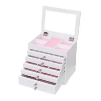 Nuevas cajas de joyería multicapa Mostrar caja Collar Anillo Anillo Pendiente Almacenamiento Caja de acabado Blanco