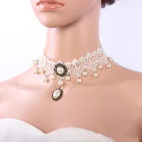 2020 populäre Braut-weiße Spitze hängend Perlen reine Handgemachtes ursprüngliche Retro Clavicleweinlesehalskette Halsketten-Schmucksachen Großhandel