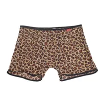 Leopardo impresa gasa de malla cortocircuitos atractivos del boxeador calzoncillos de los hombres