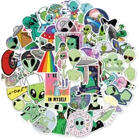 Pack of 50pcs Funny ET Stickers UFO Space Lovely Vinyl Decals Car Laptop Skateboard Computer sticker Decal Pack Lots Wholesale