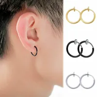 Retractable Ohrringe No Need Piercing Frauen Männer Art und Weise klassische Hip-Hop-Band-Ohrring 10-12mm lot schwarze Gold Stahl