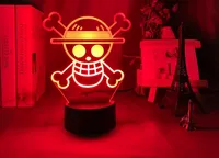 Anime One Piece Logo Kids Nachtlampje LED Touch Sensor Kleurrijke Nachtlampje Voor Kind Slaapkamer Decoratie Cool Desk 3D Lamp Gift