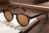 Caliente-venta de la vendimia Gregory Peck OV5186 ronda gafas de sol polarizadas UV400 lente HD 45-23-145 unisex ligera importada pura-tablón caso Set completo
