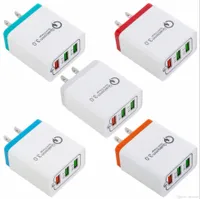 QC 3 0迅速な充電器3 USBポートの壁の充電器ホームACアダプターUS EUプラグのカラフルな充電器はiPhoneX XS XR 8 7 Plus Samsung