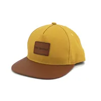 Çin fabrikada Özel Hardal Çocuk Hip Hop Snapback Çocuk Bebek Snapback Cap ile OEM Aplike Kauçuk Logo Tasarımcısı Caps Şapka