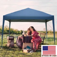 Portable Party Tents Blue Outdoor Picnic shade Rainy Day Car Canopy Sunshade 3 x 3m Practical Waterproof Right-Angle Folding Tent US Stock