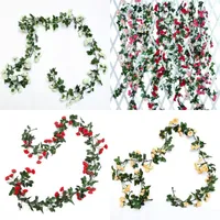 プラスチックローズドライ造形の花は見栄えの良い花の壁パビリオン中庭の人工植物の植物の結婚式の装飾グレースカラフルな10mh E2