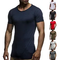 T-shirt Hommes Casual Nouveau Style T-shirt à manches courtes avec col rond et couleur unie KG-240