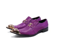 2020 Nueva púrpura Ascensor comerciales Zapatos de cuero de los hombres casual Oxfords Brogues en punta del dedo del pie zapatos de vestir Oxford 37-47