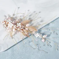 Mode-Goldfarben-Blätter Blumen-Haar-Klipp-Frauen Headpeice Bride Wedding Hair Pin Haarschmuck Zubehör