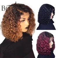 Beeos Colored Short Curly 13x6 Lace Front Human Hair Wigs Pre Plucked With Baby Hair Deep Part Brazilian Remy Glueless 8-16"