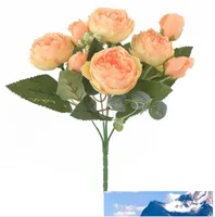 Hochzeit dekorative Blumen multi Farben 9 Heads Bud Kern Pfingstrose Seide Rose Wedding Bouquet Großhandel Künstliche Blumen