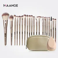 Maange Pro 12/18/20 pcs Makeup Brushes Set + Väska + Svamp Skönhet Pulver Foundation Eyeshadow Make up Borste med naturligt hår