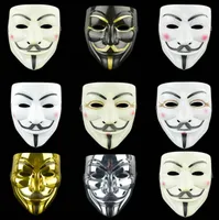 Vendetta Masker Anoniem Masker van Guy Fawkes Halloween Fancy Dress Kostuum Wit Geel 7 Kleuren GD486486