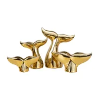 Gouden walvisstaartstandbeeld beeldjes moderne keramische dieren sculptuur bloem vaas hedendaagse kust ornament decoratie voor thuiskantoor