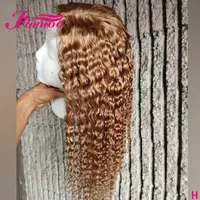Ombre Water Wave Lace Front Human Hair Wigs Pre Plucked Colored Honey Blonde 613 Lace Front Wigs Brazilian Remy Hair 150 Density