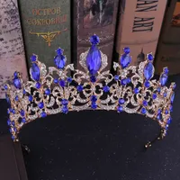 Kmvexo rood zwart kristal tiara bruids kroon voor bruiloft bruid goud strass kronen hoofdband sieraden haaraccessoires Y200727