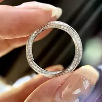 Ny ankomst topp sälja lyx smycken 100% ren 925 sterling silver pave vit safir cz diamant twist kvinnor bröllop band ring för älskling