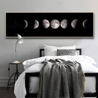 Mond-Phase-Leinwand Schwarz Weiß Kunstdruck La Lune Lange Gemälde Nordic Dekoration Abstrakt Wandbild für Wohnzimmer