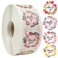 500pcs roll Floral Thank You Stickers Seal Labels Cute Stickers 1 inch Scrapbook Stationery Sticker Gift Decoration Stickers
