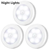 Gece Işıkları Kızılötesi PIR Hareket Sensörü 6 LED Gece Lambası Kablosuz Dedektörü Işık Duvar Lambası Otomatik Açık / Kapalı Dolap Sensörü Işık