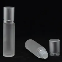 500 stks 10 ml roll op parfumfles frosted etherische olie-injectieflacons met roller bal en zilveren dop