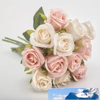 12 adet Yapay Gül Ipek Çiçekler Küçük Buket Flores Düğün Şenlikli Ev Partisi Dekoratif Çiçekler Malzemeleri 0009fl