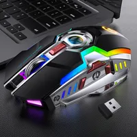 Беспроводная игровая мышь, аккумуляторная бесшумная светодиодная подсветка MICE USB Оптические эргономичные 7 ключей RGB Подсветка для ноутбука PS4 Xbox
