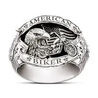 Parole scolpite americano Biker Uomini Anello Moto Libertà Aquila animale gioielli hip hop Rock regalo per il mio ragazzo anelli di punk