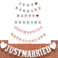 Enkel getrouwd Gelukkige Verjaardag Bunting Banner Brief Opknoping Garlands Pastel String Vlaggen Baby Shower Party Wedding Decor YQ02148