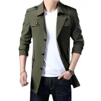 Trench Coat Men Brand Jacket Long Mens Primavera Autumn Casual Windbreaker Overcoat Fashion Botón de la moda M-7 XL