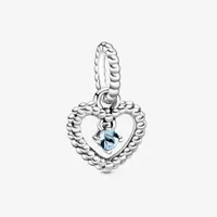 100% 925 Sterling Silver Aqua Blå Beaded Heart Dangle Charms Fit Original European Charm Bracelet Mode Kvinnor Smycken Tillbehör