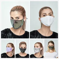 DHL Bling Bling Pailletten-Gesichtsmaske Outdoor Suncreen-Anti-Staub Atmungsaktiv waschbar wiederverwendbarer Gesichtsschutz-Mundschutz 21.2 * 13,5 cm