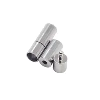 100 stks / partij Rhodium Kleur Magneet Sluitingen Metalen eindkappen voor Rond Lederen Koord voor DIY Sieraden Maken 16x4mm Gat 3mm
