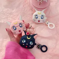 Gullig hörlurar Väska till Air Pods Pro Case Cartoon Sailor Moon Cover för Airpod Fodral 1 2 3 Skydda fodral med karbinkrok
