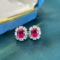 New Fashion Wedding Stud Brinco 2020 Diamonds Flower 925 Sterling Silver CZ simulados noivado belas jóias anéis vermelhos da orelha