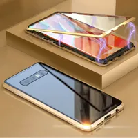 360 Magnetic Metal Adsorption Phone Case para Samsung S20 Plus Case Galaxy S8 S10 Plus Copo de Vidro Completo De Vidro Completo