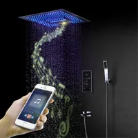 Bluetooth Music Shower Set Smart Touch Panel Ducha Válvula Mezclador de ducha Montado en el techo Cabezales de ducha LED Baño de LED Duchas de 16 pulgadas