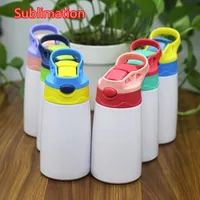 12oz 350ml Sublimation Sippy Cup Kids Travel Duckbill Pot Stainless Steel Water Bottle Portable Bounce Cup Outdoor Double Insulated Mugs A11